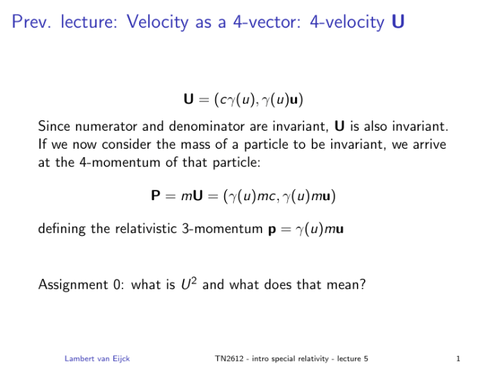 Homework 1 vectors and relativity