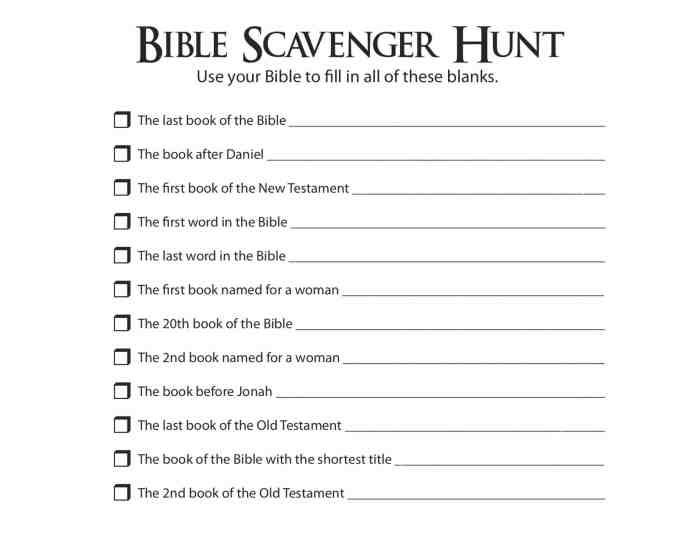 Bible scavenger hunt with answers